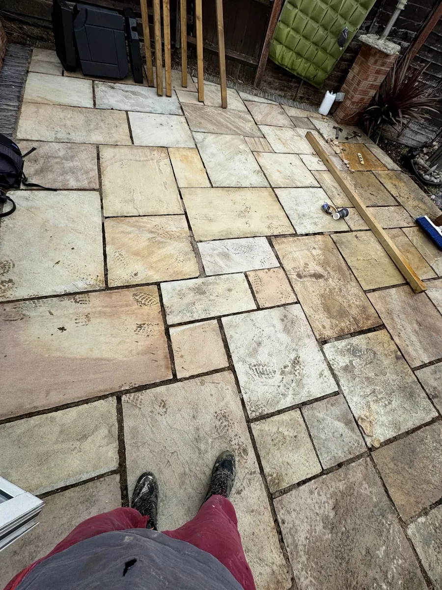 Indian sandstone patio after repointing
